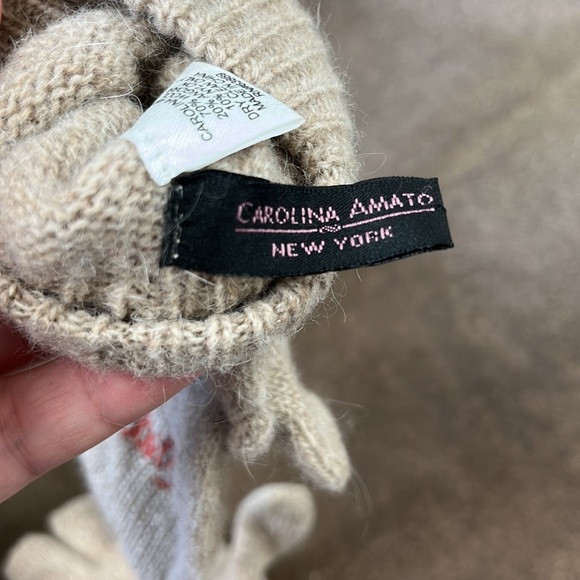 Carolina Amato Angora Wool Fingerless Mittens Gloves - Picture 4 of 5